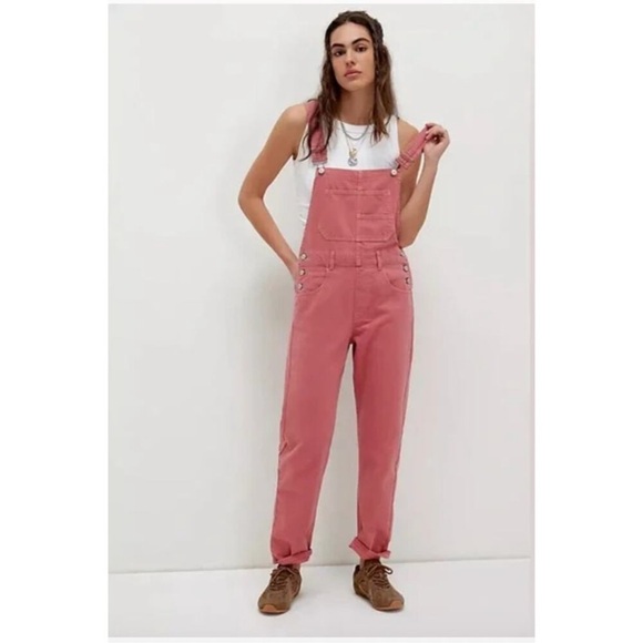 Free People Ziggy Denim Overalls Pink Small - Picture 1 of 7